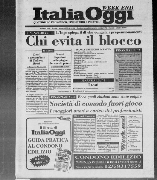 Italia oggi : quotidiano di economia finanza e politica